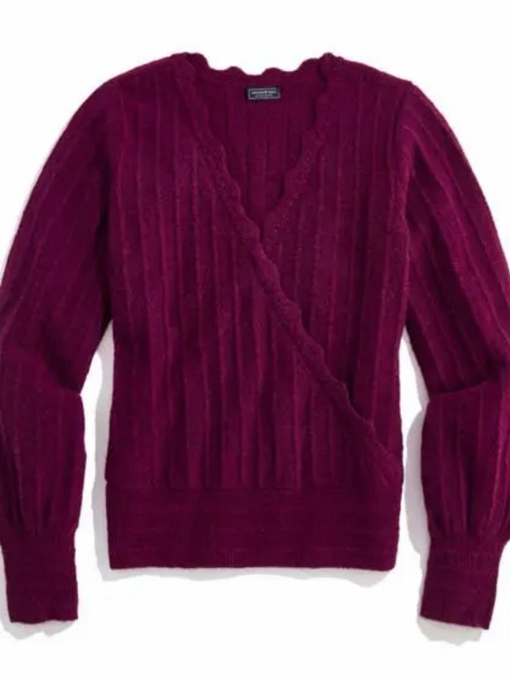 Vineyard Vines Burgundy Cable-Knit Wrap Front Sweater